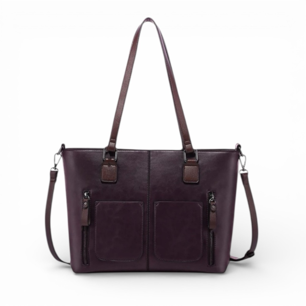 Walasa Limited Edition Multi-Zippered Leather Tote/Briefcase MSRP$326 NWT